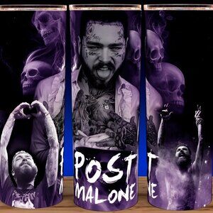 Post Malone Triple Threat with Skulls Cup Mug Tumbler 20oz